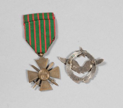 null Brevet de pilote avion, B/16706, avec croix de guerre 1914/1818 avec 1 étoile...