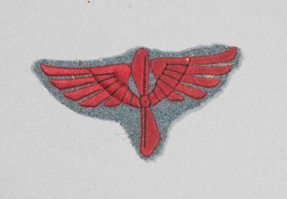 null Airline troop fabric badge embroidered all in red thread on a blue horizon background,...