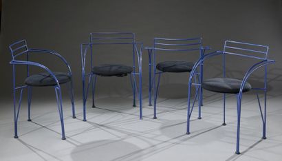 null Ensemble de quatre fauteuils Lune d'argent pour Fermob, de Pascal Mourgue, structure...