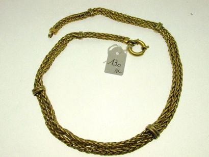 null 1 collier maille palmier or double rang réunis par des barettes godronées, fermoir...