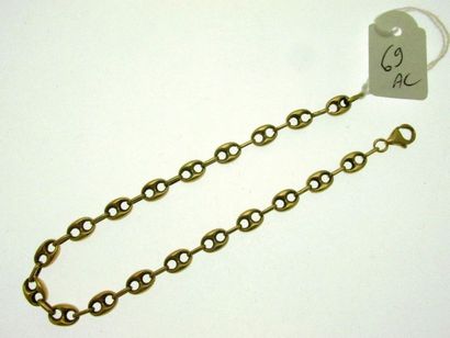 null 1 gold coffee bean mesh bracelet, hunchbacked 8.7g AC