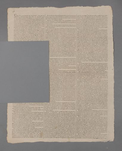 null [Robespierre] Poster, without place or date or printer, numbered "1" (of 2),...