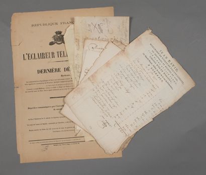 null Gironde. 11 documents divers, XVIIe-XIXe.

- Affiche de « l'Eclaireur télégraphique...