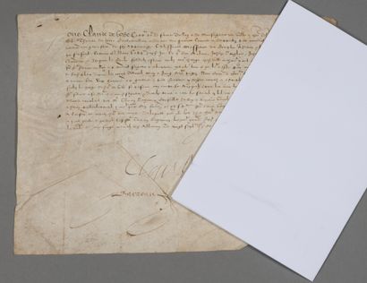 null Orne. Piece signed by Claude de Gobé "captain for the service of the King of...