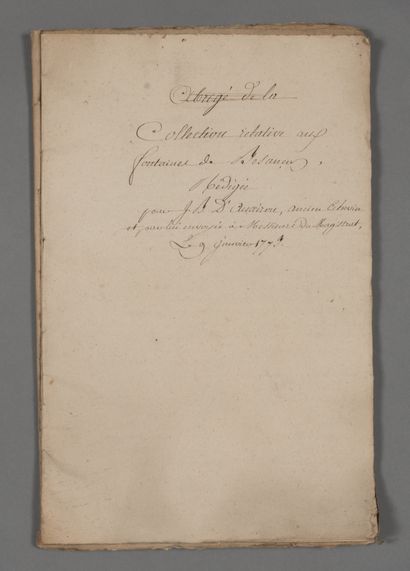 null Doubs. Manuscrit de 76 pp. in-folio : « Collection relative aux fontaines de...