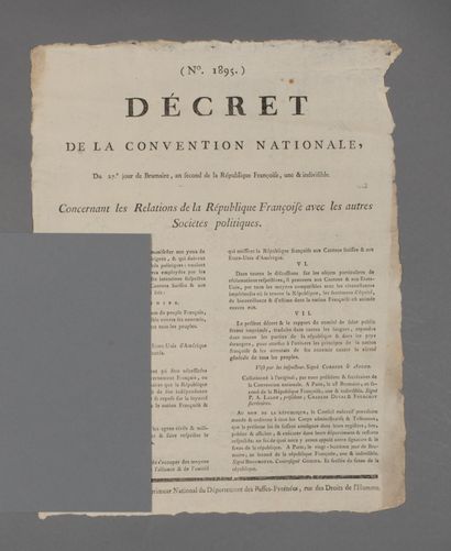 null America. Poster printed in Pau, at Daumon "rue des Droits de l'Homme". 1793....