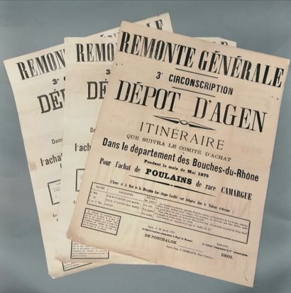 null Lot-et-Garonne. 3 affiches (2 identiques) concernant le dépôt d'Agen. Imprimées...