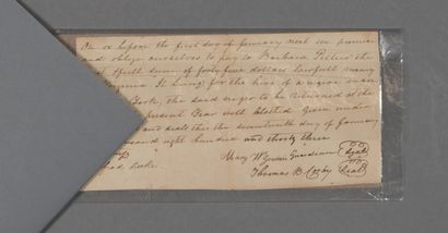 null Slavery United States. Signed manuscript piece, 1 p. in-8 oblong. Virginia],...