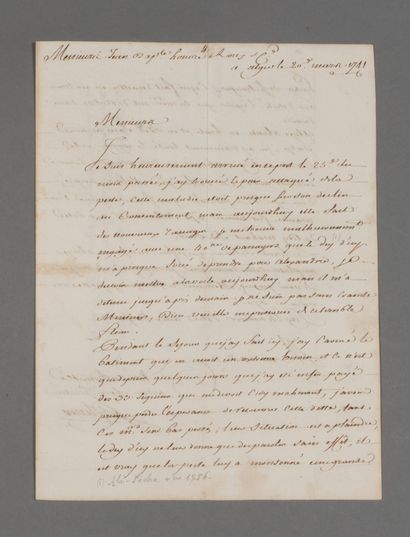 null Algiers. Letter from Captain Olivier to the Roux shipowners in Marseille. Algiers,...
