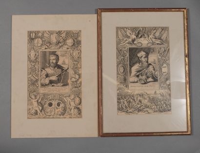 null Amérique Christophe Colomb & Amerigo Vespucci. Paire de gravures du début du...