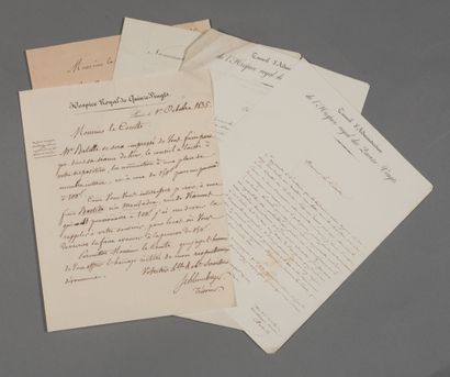 null [Blind Hospice of the Fifteen Twenties]. 4 letters and 1 handwritten piece,...