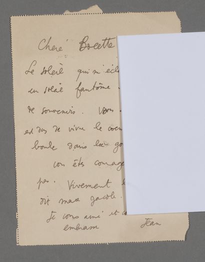 null Jean Cocteau. C.A.S. à Bolette Natanson. Villefranche sur mer, 22 août [1924...