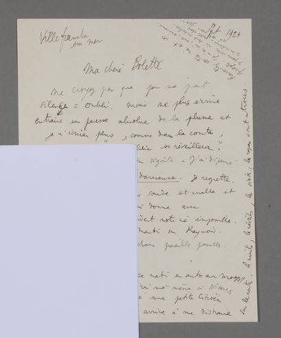 null Jean Cocteau. L.A.S. à Bolette Natanson. Villefranche sur mer, septembre 1924....