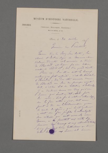 null Edmond Perrier (1844-1921), zoologist, director of the Museum from 1900 to 1919....