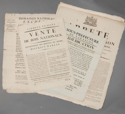 null Bouches-du-Rhône. 9 affiches fin XVIIIe-début XIXe.

Adjudication d'une terre...