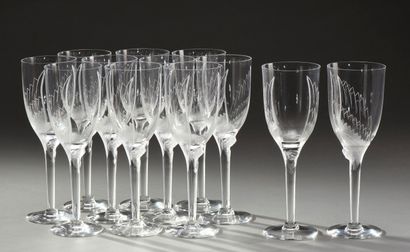 null LALIQUE CRYSTAL

Twelve "Ange" champagne flutes, created in 1948. Proofs in...