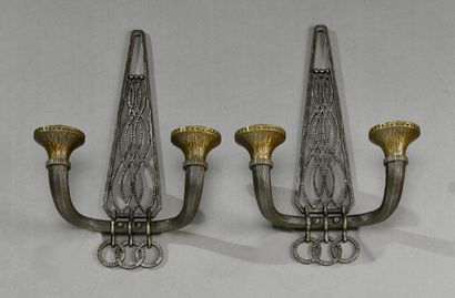 null Charles PIGUET (1887-1942)

Pair of wrought iron sconces with two horn-shaped...