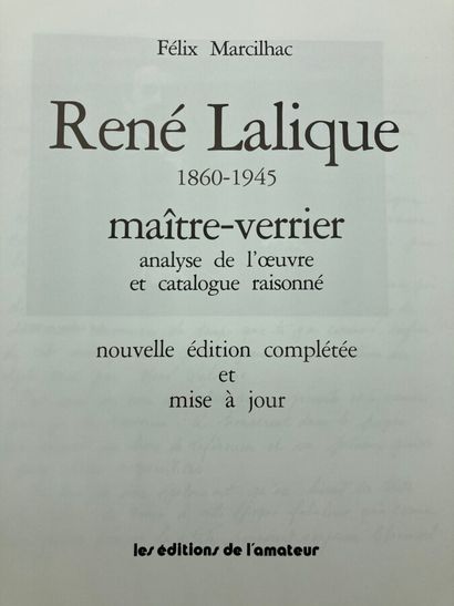 null Félix MARCILHAC 

René Lalique - Catalogue raisonné de l'oeuvre de verre, Les...