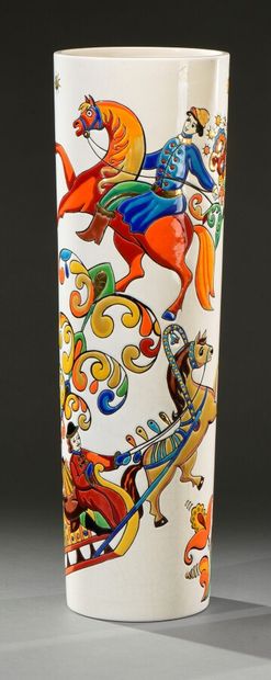 null LONGWY & Evgenia MIRO

"Russia". Tubular vase in polychrome enamelled ceramic...