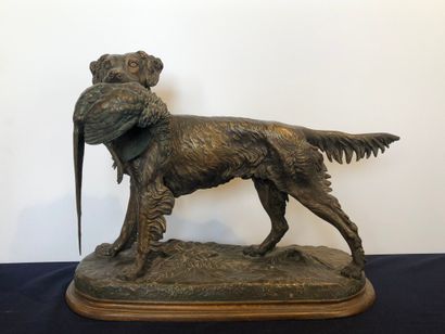 null Jules MOIGNIEZ (1835-1894)

"Spaniel at a standstill". Proof in patina regula.

Signed.

Height...
