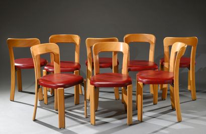 null Suite de huit chaises de Bruno Rey ,édité par la maison Dietiker en Suisse,structure...