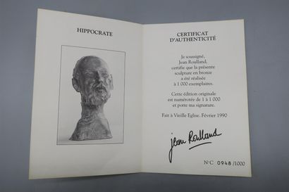 null Jean ROULLAND (né en 1931)

" Hippocrate ". 

Épreuve en bronze à patine mordoré...