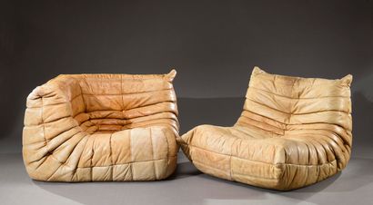 null Michel Ducaroy édition Ligne Roset, 

Modèle Togo cuir, ensemble composé de...