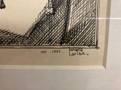 null Lucette LARIBE (1913-2020).

The Shoe Shineers, 1955.

Ink on paper.

Signed...