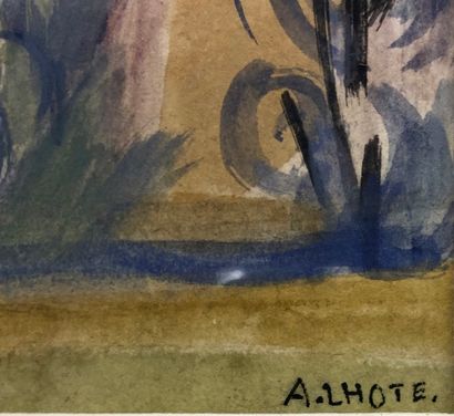  André Lhote (1885-1962). 
Paysage en Provence. 
Gouache sur papier. 
Signé en bas...
