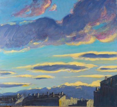 null Jacques Poncet (1921-2012).

Clouds at sunset over Lyon, 2000.

Acrylic on canvas.

Signed...