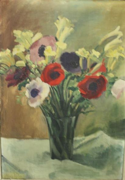  Alice Kohn (1902 - 1990) 
Bouquet de fleurs 
Huile sur toile 
Signé en bas à gauche...