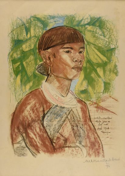  Marie-Antoinette Boullard-Devé (1890-1970). 
Etude pour un chef Moï (Indochine),...