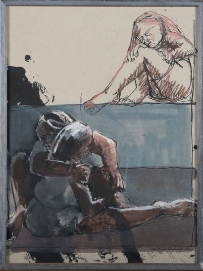 null Cristina Tavarès (née en 1961).

Jésus rencontre sa mère, Maternité, 2000.

Encre...