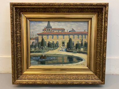 null Madeleine PLANTEY (1890-1985).

View of a park in an abbey.

Oil on canvas.

Signed...