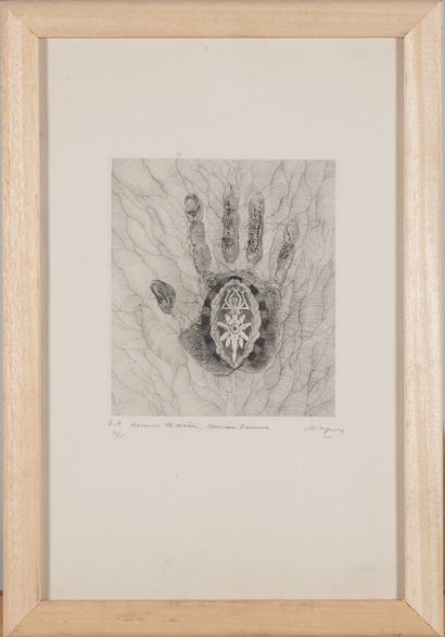 null Contemporary school.

Man of hand, tomorrow woman.

Etching on canson paper.

Signed...