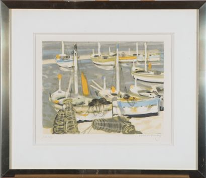 null Eugène BABOULENE (1905-1994).

Boats in the port.

Lithograph in color on wove...