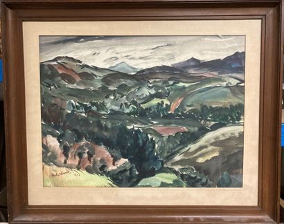  Modern school of the 20th century. 
Landscape, 1924. 
Gouache and watercolor on...