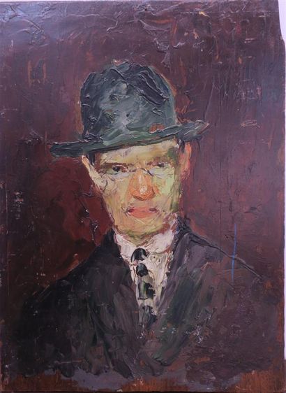  Italo Giordani (1882-1956). 
Portrait d'homme, 1918. 
Huile sur panneau. 
Signé,...