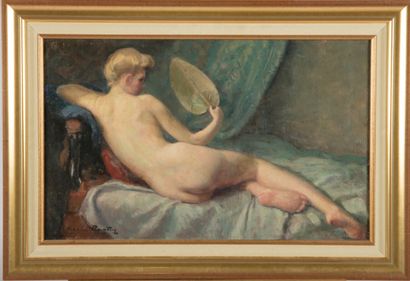 null Madeleine Plantey (1890-1985).

Femme nue allongée de dos.

Huile sur toile....