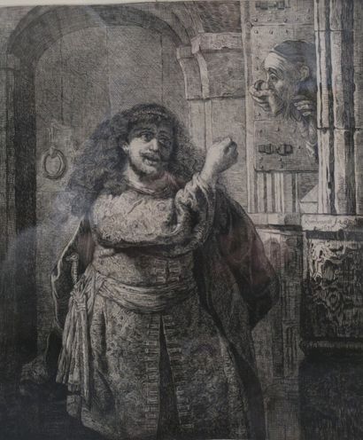 null D'après Rembrandt

Samson menaçant son beau-père. Eau-forte d'après un tableau...