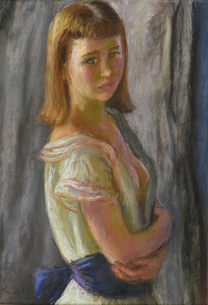 null Pierre Deval (1897-1993).

Portrait de jeune fille.

Pastel sur papier.

Signé...