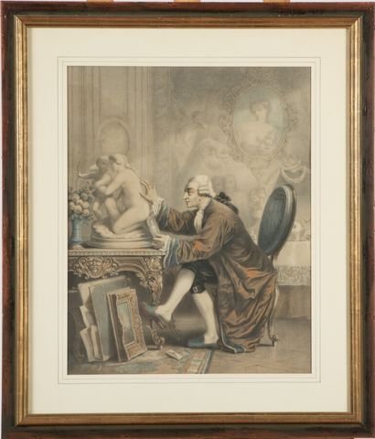 null Ecole française du XIXe s.

L'amateur. Lithographie en couleurs. 

Epreuve émargée....