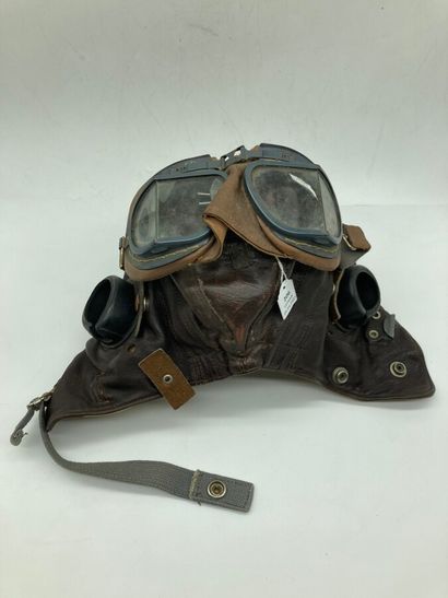 null Aviation : Serre-tête de pilote de la 2ème Guerre mondiale avec lunettes.
