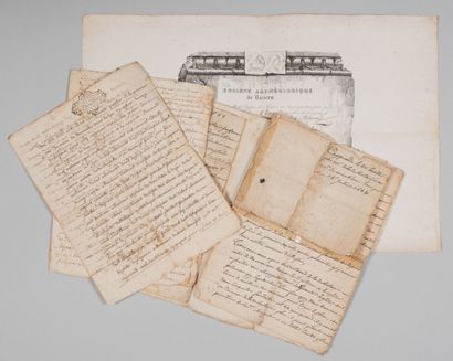 null HÉRAULT. 6 documents.

- Superbe diplôme de la Société archéologique de Béziers...