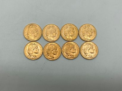 null 8 coins of 20 francs gold Rooster. 

LOT SOLD ON DESIGNATION, NOT PRESENT AT...
