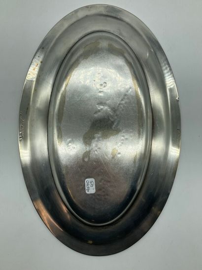 null ERCUIS oblong dish with moulded decoration in silver plated metal. Provenance:...