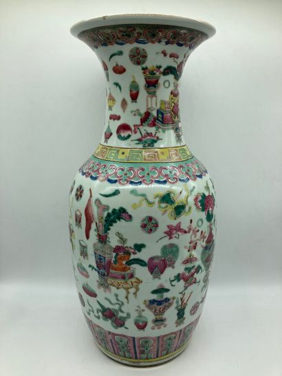 null CHINA. Large baluster vase in porcelain with polychrome decoration called "Chinese...