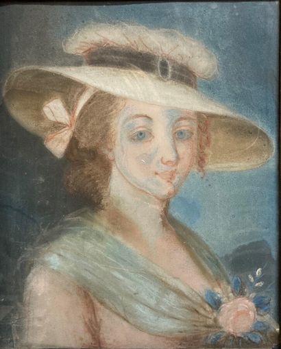 null French school in the taste of the 18th century. Portrait of a lady of quality...