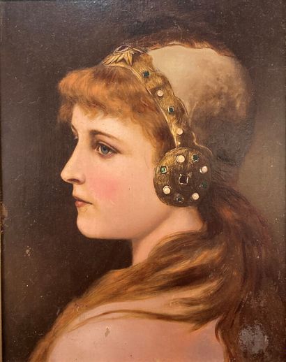 null French school of the 19th century. 

The beautiful redhead. 

Oil on panel....