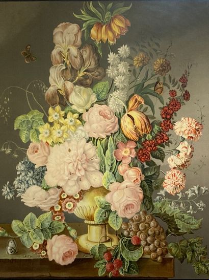 null Joseph NIGG (1782-1863) d'après. 

Bouquets de fleurs groupés dans des vases...